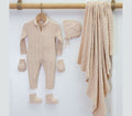Cable Knit 5 Piece Newborn Light Beige Set
