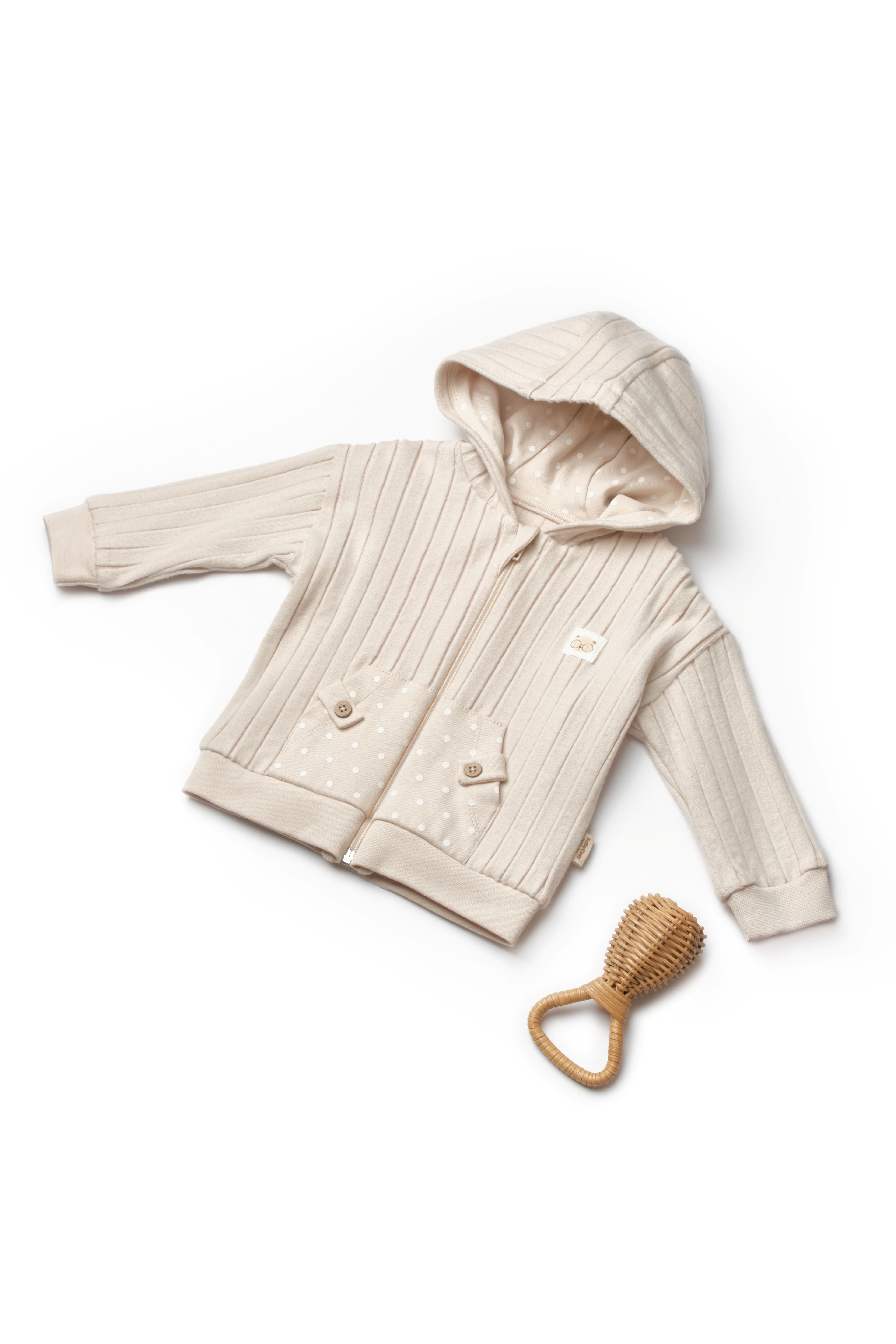 Organic Ribbed Polka Dot Zip-Up Jacket