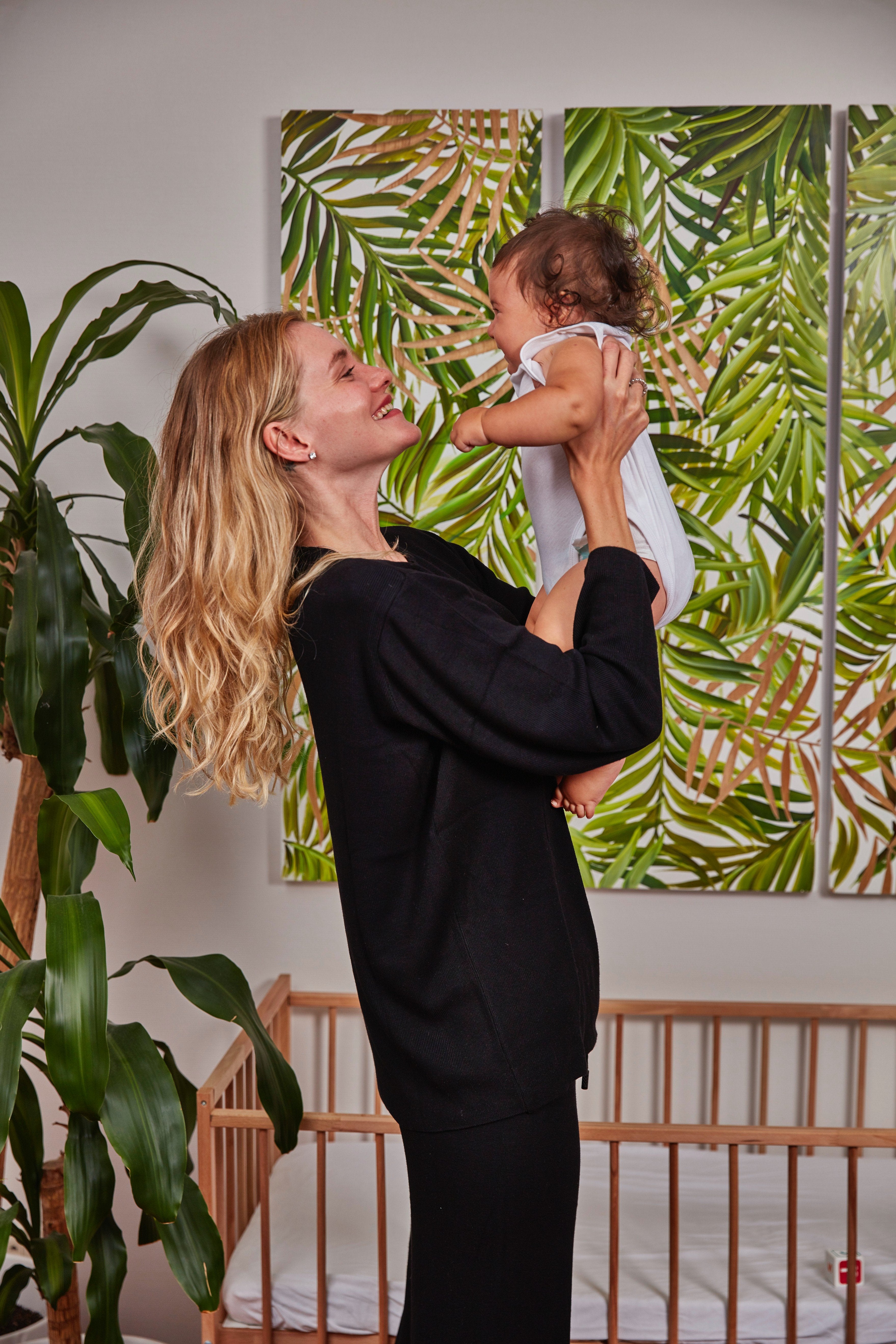 Effortless Elegance Set with Rib Side Zip Long Sleeve Maternity/Nursing Top & Lounge Pants