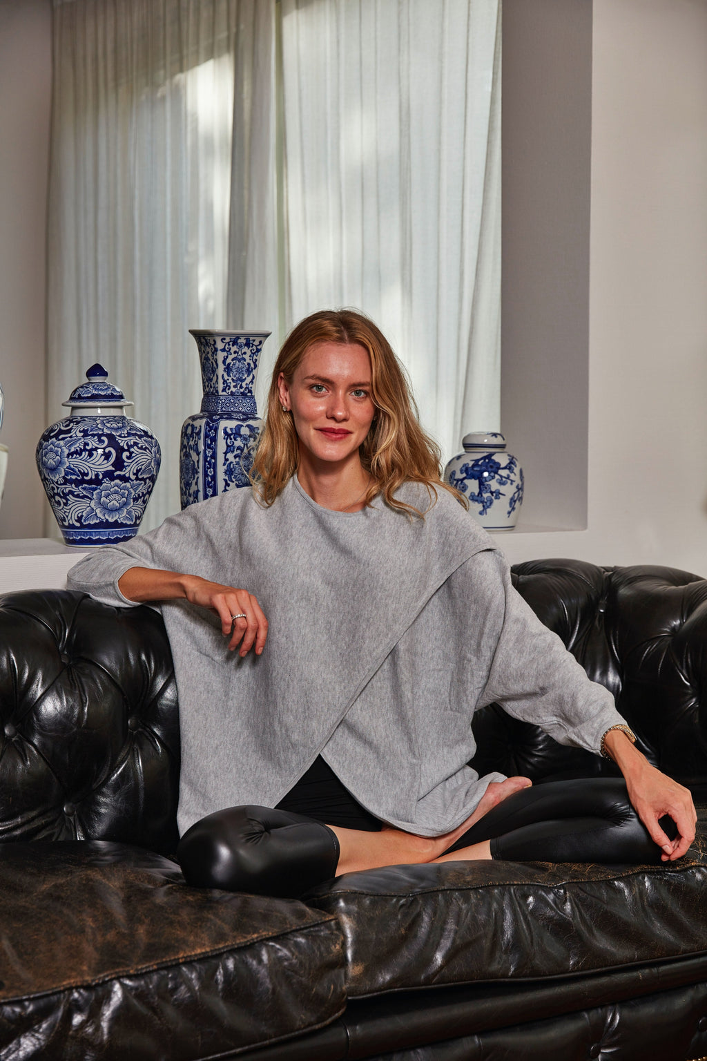 Let Loose Crossover Long Sleeve Maternity/Nursing Knit Top